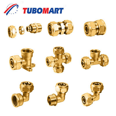 Fittings di compressione per tubi in ottone PEX cromati per connessioni a prova di perdite