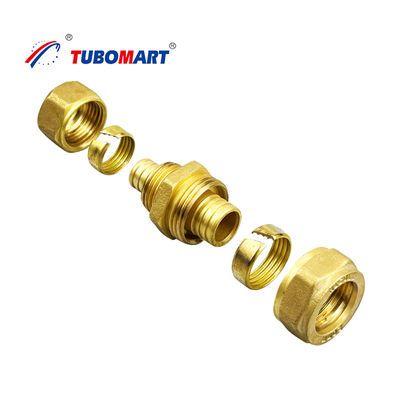 Fittings di compressione in ottone per tubi d'acqua in Pex, rivestiti in cromo