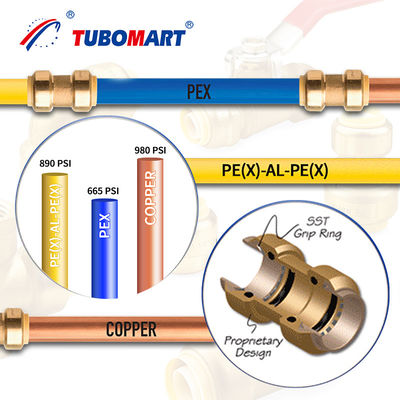 Riscaldamento idronico PN10 PN16 Pex Push Fittings Nickel Plated Push To Connect Fittings