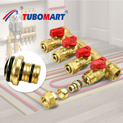 Connessione a filo Manifold di ottone PEX 3/4 pollici 1 pollice Manifold di acqua calda Pex