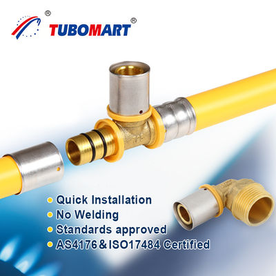 Tubomart Fornitura di gas PEX Al PEX Tubo Composito Laser Materiali idraulici Giallo Customized Per Roll PEX Gas Pipe
