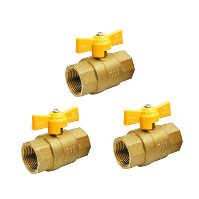 Tutte le dimensioni standard Customized Yellow Gas Pipe Gas Valve con Butterfly Handle Opzioni di colore