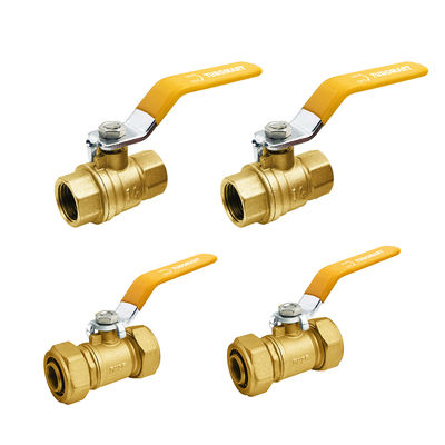 Valvole a sfera in ottone per gas con maniglia gialla con collegamento femminile/maschile certificate SAI GLOBAL AS4617-2004