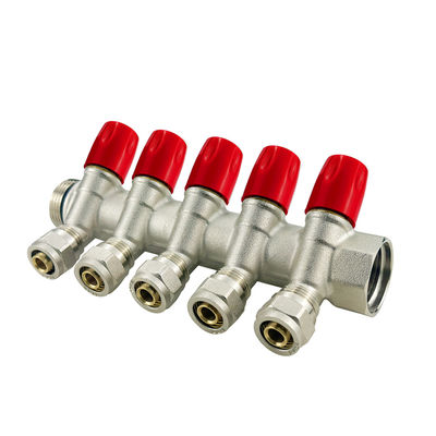 OEM 2-6way Brass Pex Manifold Dimensioni personalizzate / Medi di temperatura normale per parti di riscaldamento a pavimento