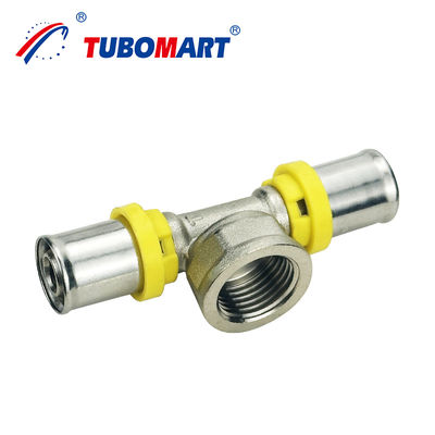 Tubomart OEM PEX AL PEX Pipe Fitting Gas Multilayer Pipe Fittings TH Style Brass Press Fittings For Gas System