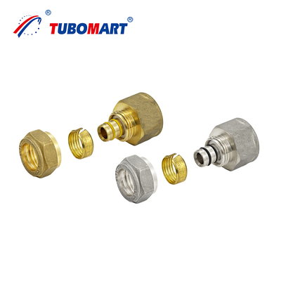 Raccordi in ottone a vite filettata Tubomart OEM per tubi multistrato PEX AL PEX, raccordi a compressione per acqua e gas per impianti idraulici
