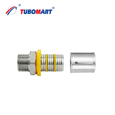 Tubomart supporto personalizzato OEM ottone PEX AL PEX accessori sistema idraulico a gas giallo 16-32mm Socket Tee gomito
