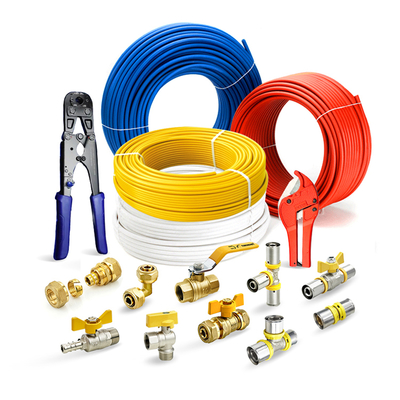 Tubomart 16-32mm Prezzo di fabbrica OEM Blu Personalizza Raccordi Pex Connettore Tubo Pex Alluminio Ottone Raccordo Pex a Pressare Raccordi a Pressare