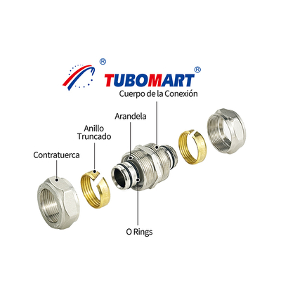 Raccordi a compressione in ottone forgiato per tubi del gas per tubi Pex Al Pex, dimensioni personalizzate, gomito femmina, unione diritta disuguale