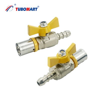 Tubomart OEM valvola a sfera del tubo a gas a pressione con manico lungo, dimensione S16X10, adatta per gasdotti PAP a più strati, conforme alla norma AS4716.