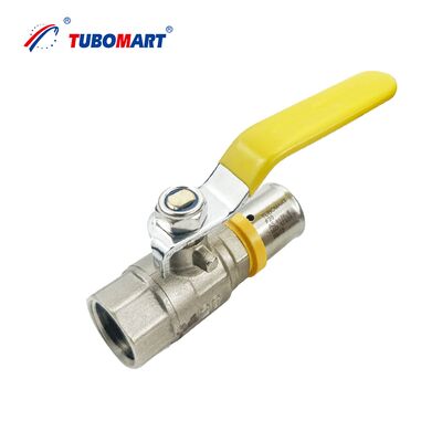 Raccordi a pressare in ottone, valvole a sfera a pressare per tubi multistrato Pex Al Pex Processo Forgiato Certificato ISO17484 ISO9001 Controllo preciso del flusso di gas